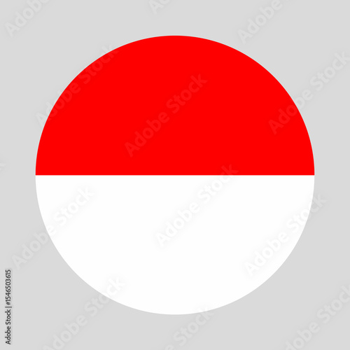 Indonesia flag in round style. Indonesia flag icon. Official standard colors. Round or circle flag. Perfect for badges, apps, stickers, national events, or patriotic design projects.