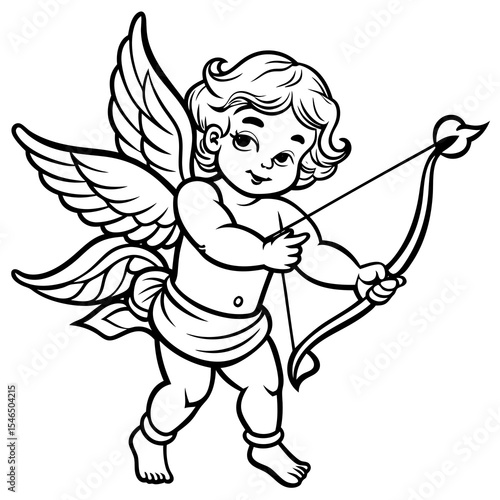 Wallpaper Mural Cupid with bow and arrow isolated on white background Torontodigital.ca