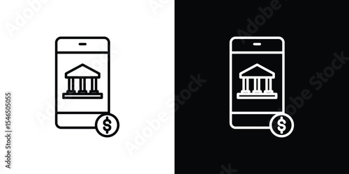 Mobile banking icon in black. flat graphic vector icon