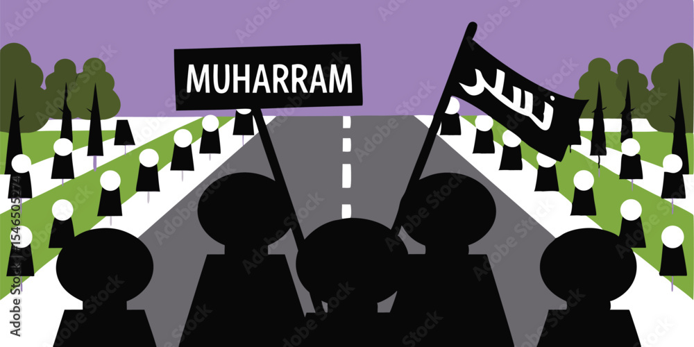 Obraz premium Muharram Procession A Symbolic Representation of Islamic Mourning and Remembrance