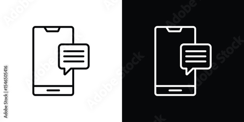 Mobile message icon in black. flat graphic vector icon