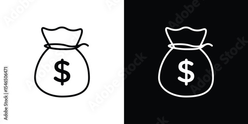 Money bag icon in black. flat graphic vector icon
