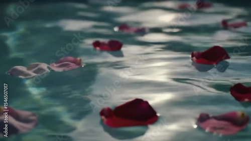 rose petals floating in water