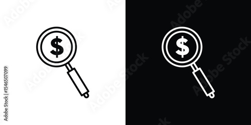 Money finder icon in black. flat graphic vector icon