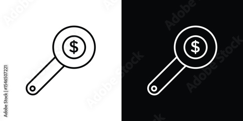 Money finder icon in black. flat graphic vector icon