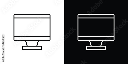 Monitor icon in black. flat graphic vector icon