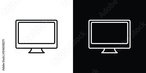 Monitor icon in black. flat graphic vector icon