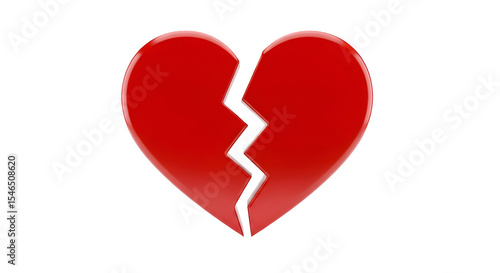 Broken Heart: 3D Render with Transparent Background, Graphic Design Element for Projects