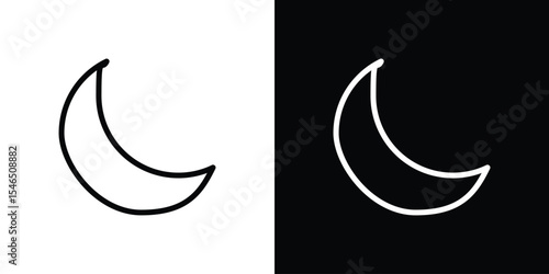 Moon icon in black. flat graphic vector icon