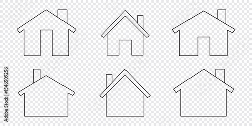 home or house icon set isolated on white background. outline simple home icon