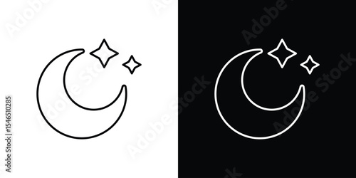 Moon icon in black. flat graphic vector icon