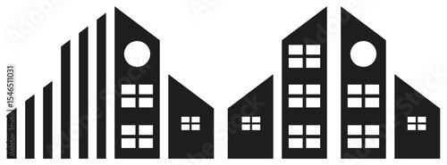 Modern urban city skyline illustration.