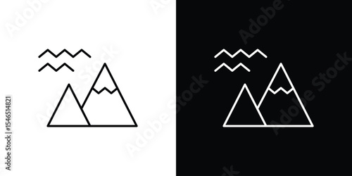 Mountain icon in black. flat graphic vector icon