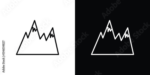 Mountains icon in black. flat graphic vector icon