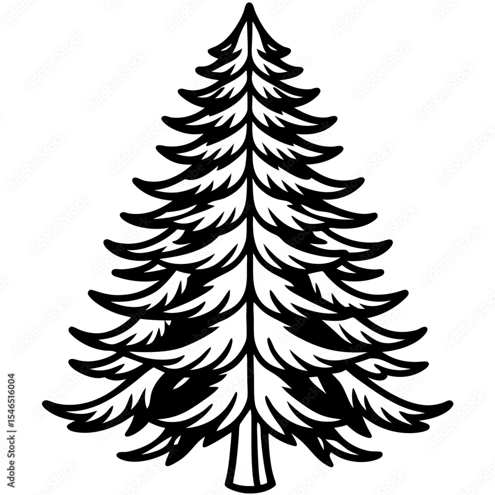 Fototapeta premium Fir line art vector
