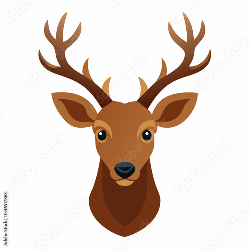 Brown deer head illustration with antlers