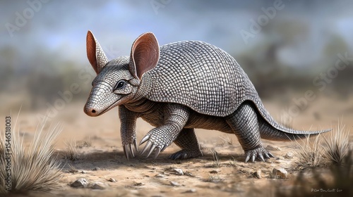 An armored insectivore illustration, depicted as an armadillo