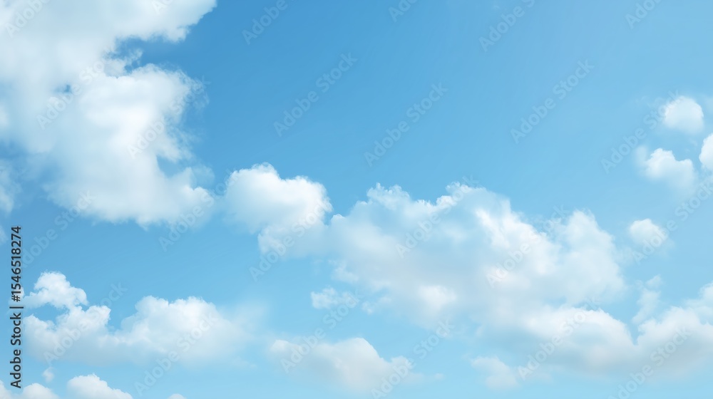 Serene Blue Sky with Fluffy White Cloudscape Serene Blue Sky with Fluffy White Cloudscape