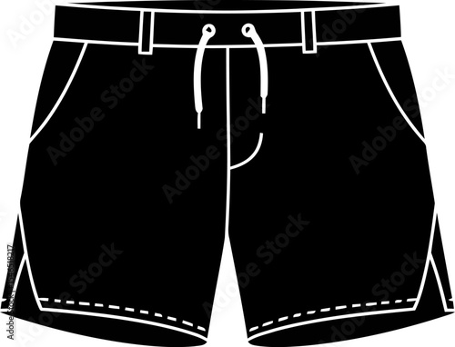 Athletic Black Shorts Silhouette Icon for Sportswear