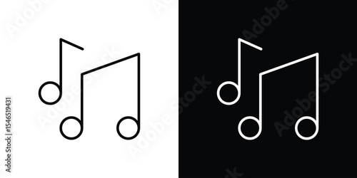 Music note icon in black. flat graphic vector icon
