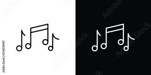 Music note icon in black. flat graphic vector icon