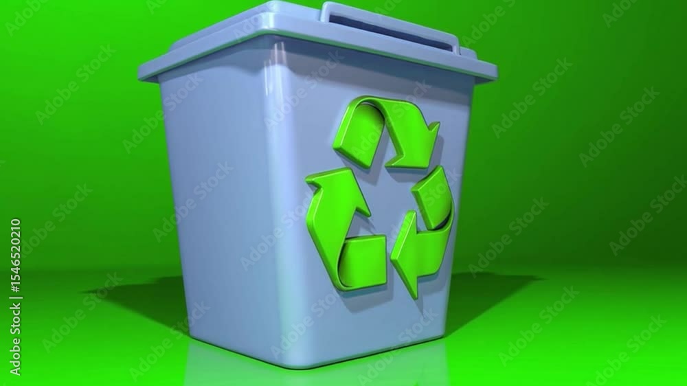 Bright Green Recycling Bin with Icon on Background for Eco-Friendly Waste Management Solutions Bright Green Recycling Bin with Icon on Background for Eco-Friendly Waste Management Solutions
