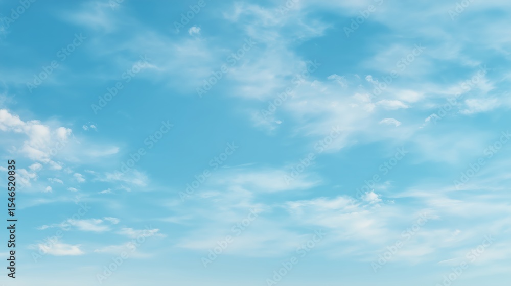 Serene Blue Sky with Fluffy White Cloudscape Serene Blue Sky with Fluffy White Cloudscape