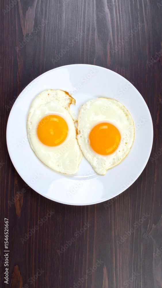 Two Fried Eggs on a Plate Healthy Breakfast Concept. Two Fried Eggs on a Plate Healthy Breakfast Concept.