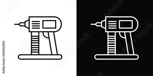 Nail gun icon in black. flat graphic vector icon