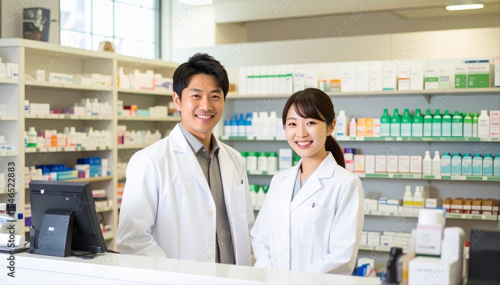 Obraz premium 調剤薬局の薬剤師