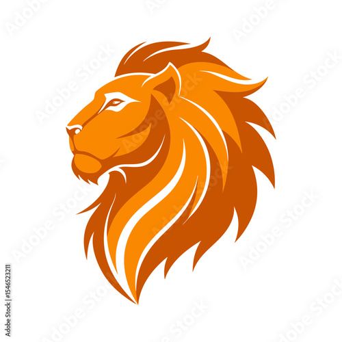 lion head profile with smooth curve vector illustration