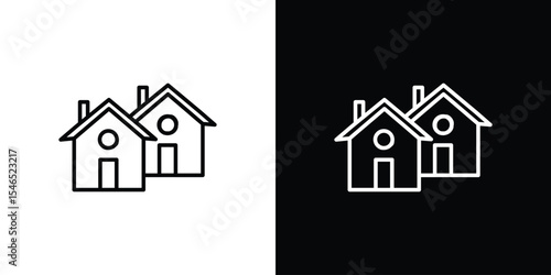Neighborhood icon in black. flat graphic vector icon