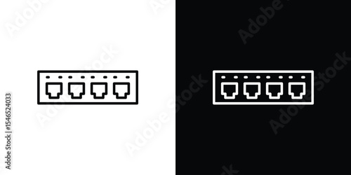 Network switch icon in black. flat graphic vector icon