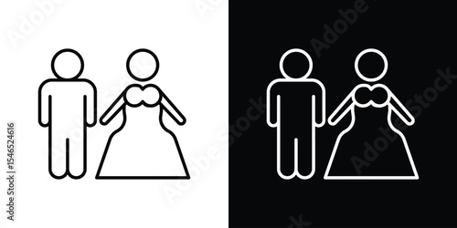 Newlyweds icon in black. flat graphic vector icon