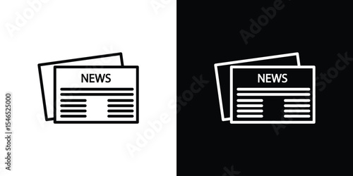 Newspaper icon in black. flat graphic vector icon