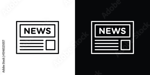 Newspaper icon in black. flat graphic vector icon