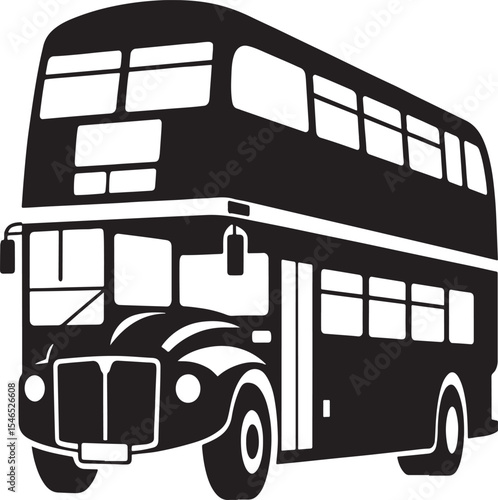 Classic double decker bus silhouette illustration
