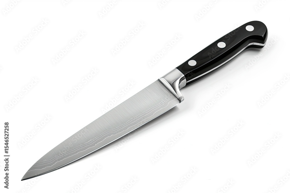 Kitchen Knife Stainless Steel with Black Handle Isolated on White Background Kitchen Knife Stainless Steel with Black Handle Isolated on White Background