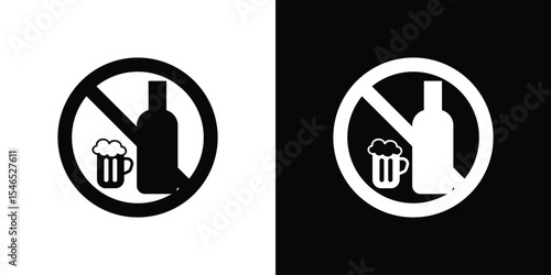 No alcohol signs in black. flat graphic vector icon