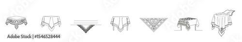 Set of decorative tablecloths in various styles for dining tables  