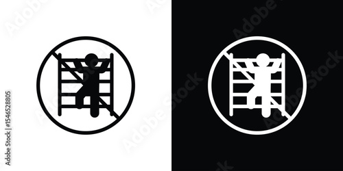 No climbing allowed signs in black. flat graphic vector icon