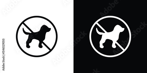 No dogs allowed signs in black. flat graphic vector icon