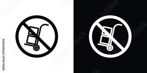 No hand truck signs in black. flat graphic vector icon
