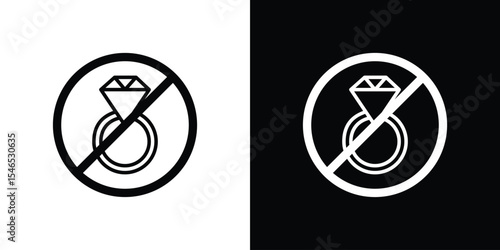 No jewelry sign in black. flat graphic vector icon