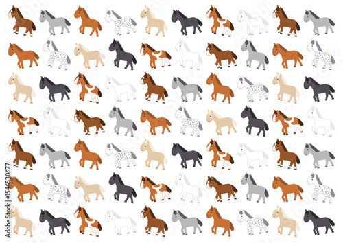 カラフルでかわいい馬模様のイラスト