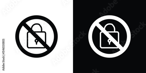 No lock signs in black. flat graphic vector icon