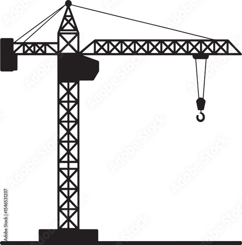 Construction tower crane silhouette illustration