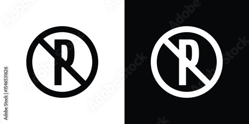 No parking signs in black. flat graphic vector icon
