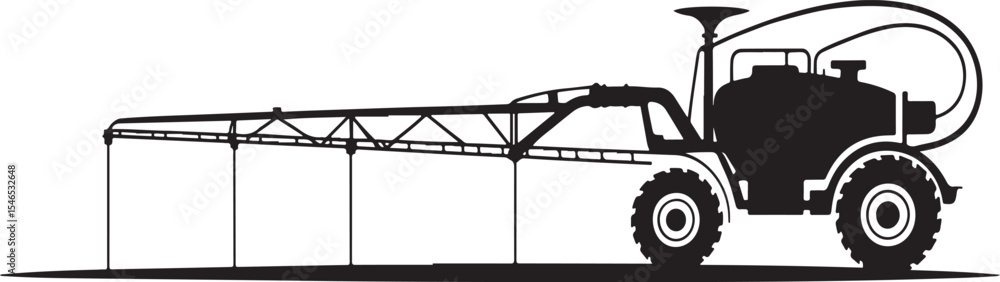 Naklejka premium Agricultural sprayer tractor silhouette illustration