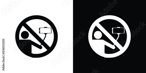 No selfie signs in black. flat graphic vector icon